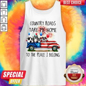 Boston Terrier American Flag 4th Of July 2020 Country Roads Take Me Home To The Place I Blong Tank Top