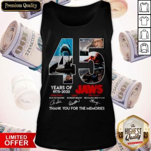 45 Years Of 1975 2020 Jaws Thank You For The Memories Signatures Tank Top