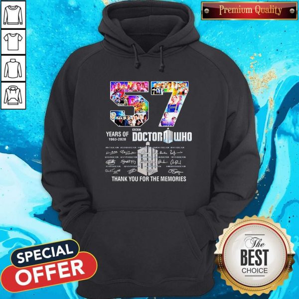 57 Years Of 1963 2020 Doctor Who Thank You For The Memories Signatures Hoodie