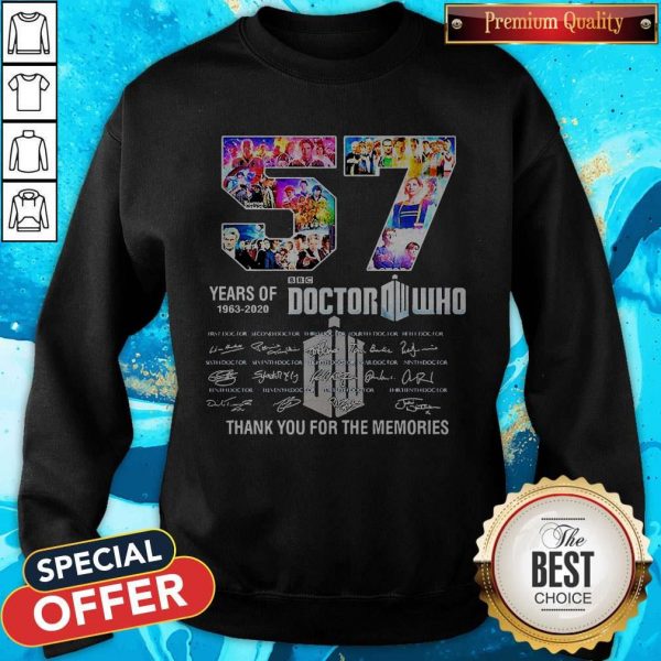 57 Years Of 1963 2020 Doctor Who Thank You For The Memories Signatures Sweatshirt