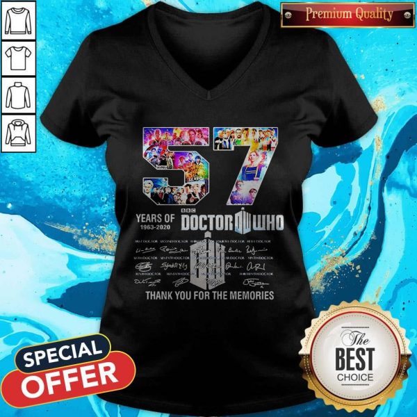 57 Years Of 1963 2020 Doctor Who Thank You For The Memories Signatures V-neck