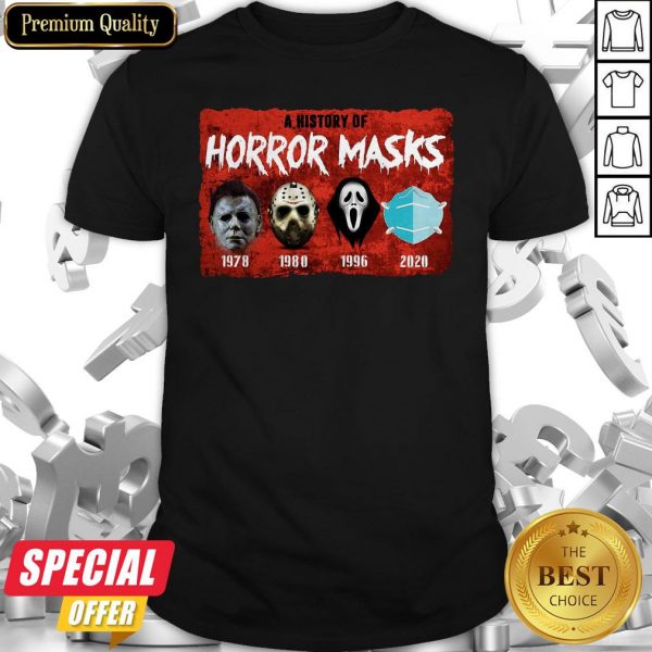 A History Of Horror Masks 1976 1980 1996 2020 Shirt