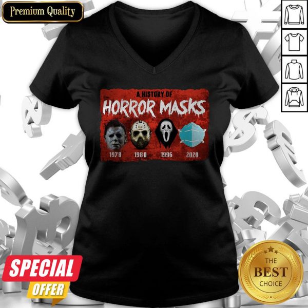 A History Of Horror Masks 1976 1980 1996 2020 V-neck