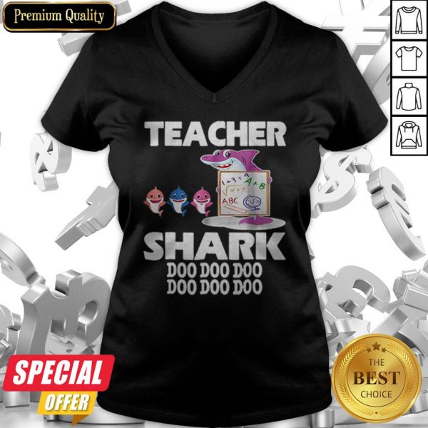 Awesome Teacher Shark Doo Doo Doo Cute Gift For Teacher V-neck