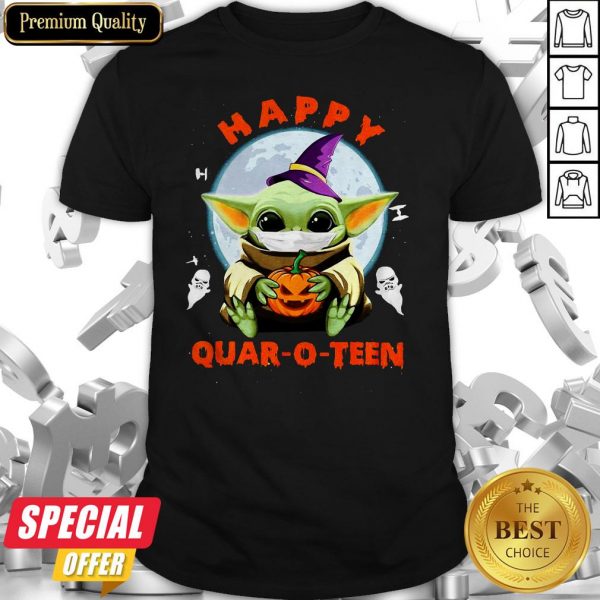 Baby Yoda Hug Pumpkin Happy Quar-o-teen Halloween Shirt