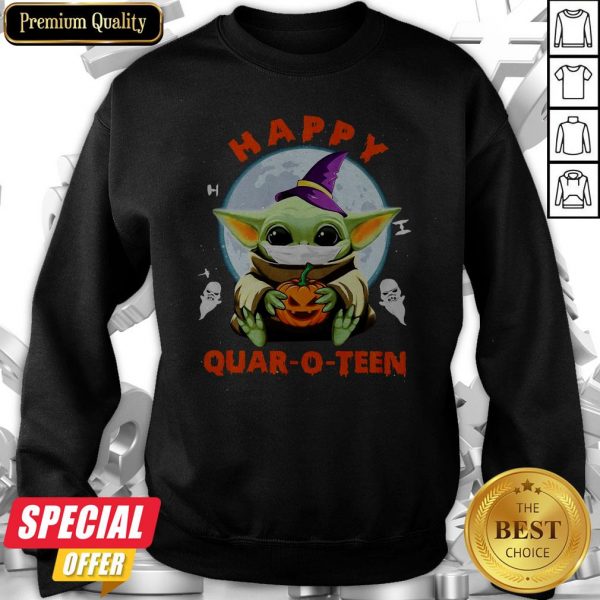 Baby Yoda Hug Pumpkin Happy Quar-o-teen Halloween Sweatshirt