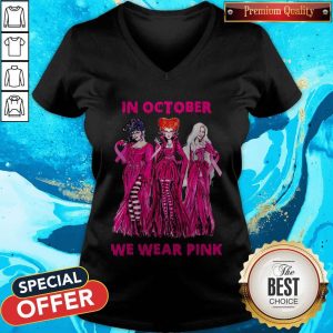 Hocus Pocus In October We Wear Pink V-neck