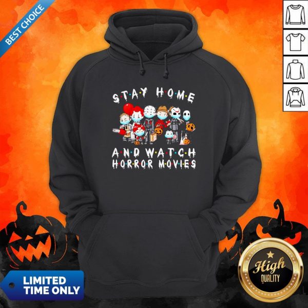 Horror Movie Character Chibi Stay Home And Watch Horror Movies Halloween Hoodie