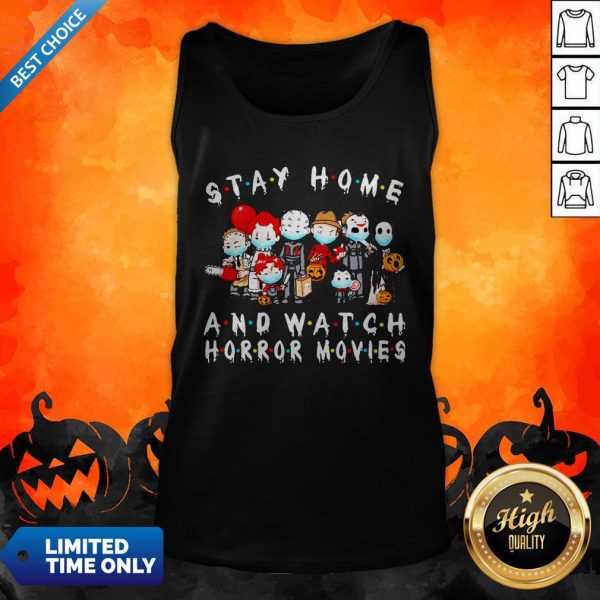 Horror Movie Character Chibi Stay Home And Watch Horror Movies Halloween Tank Top