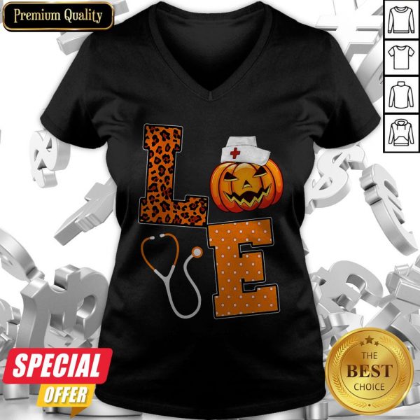 Love Nurse Pumpkin Halloween V-neck