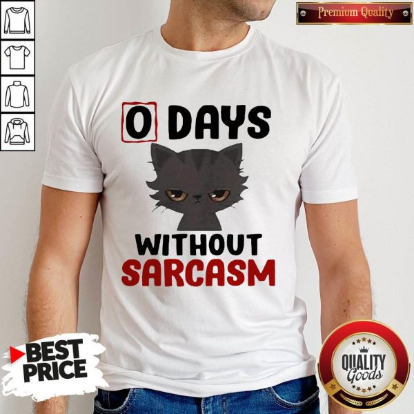 Nice 0 Days Without Sarcasm Cat Shirt