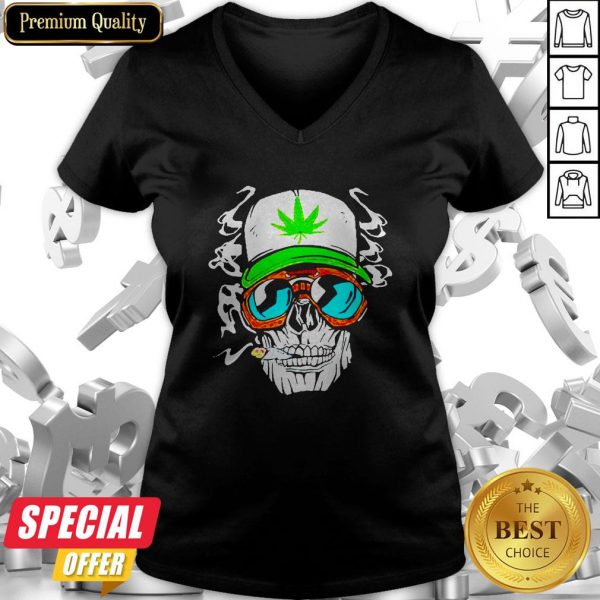 Nice Pothead Skull Cannabis Smoke V-neck