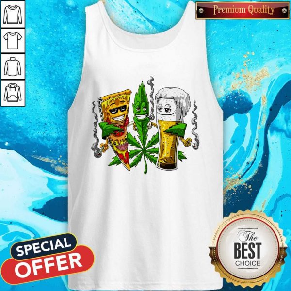 Nice Weed Leaf Pizza Beer Tank Top