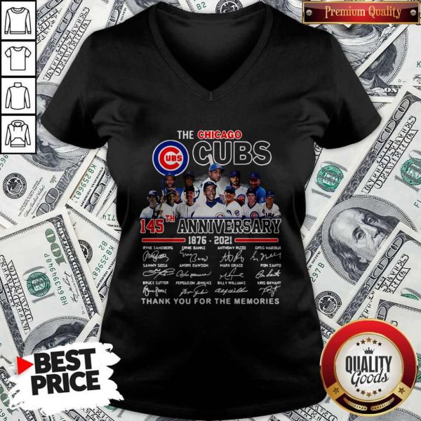 Official The Chicago Cubs 145TH Anniversary 1876 2021 Signatures V-neck