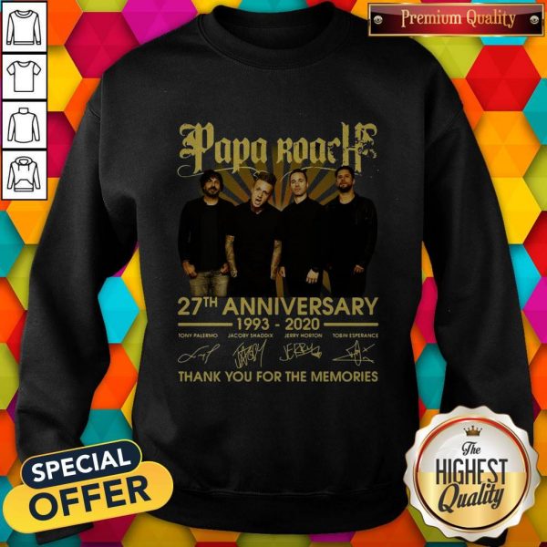 Papa Roach 27th Anniversary 1993-2020 Signatures Thank You For The Memories Sweatshirt