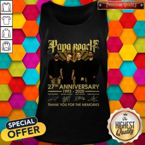 Papa Roach 27th Anniversary 1993-2020 Signatures Thank You For The Memories Tank Top