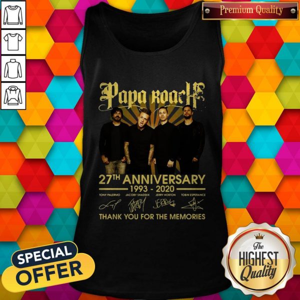 Papa Roach 27th Anniversary 1993-2020 Signatures Thank You For The Memories Tank Top