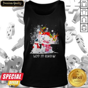 Pig And Snowman Let It Snow Merry Christmas Tank Top