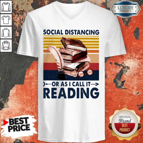 Social Distancing Or As I Call It Reading Vintage V-neck