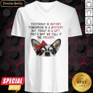 Chihuahua Yesterday Is History Tomorrow Is A Mystery But Today Is A Gift That’s Why We Call It The Present V-neck