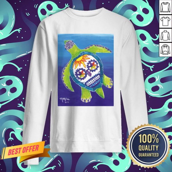 Day Of The Dead Sugar Skull Sea Turtle Sweatshirt