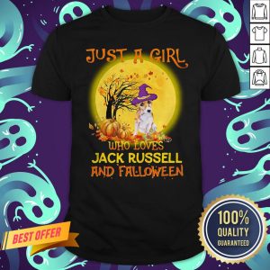 Just A Girl Who Loves Jack Russell And Falloween Pumpkin Sunset Halloween Shirt