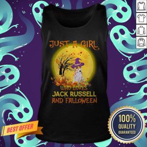 Just A Girl Who Loves Jack Russell And Falloween Pumpkin Sunset Halloween Tank Top