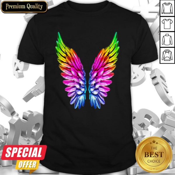 LGBT Rainbow Colored Angel Wings Lesbian And Gay Pride LGBT Shirt