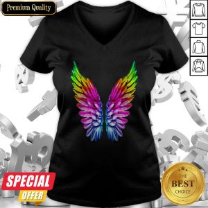 LGBT Rainbow Colored Angel Wings Lesbian And Gay Pride LGBT V-neck