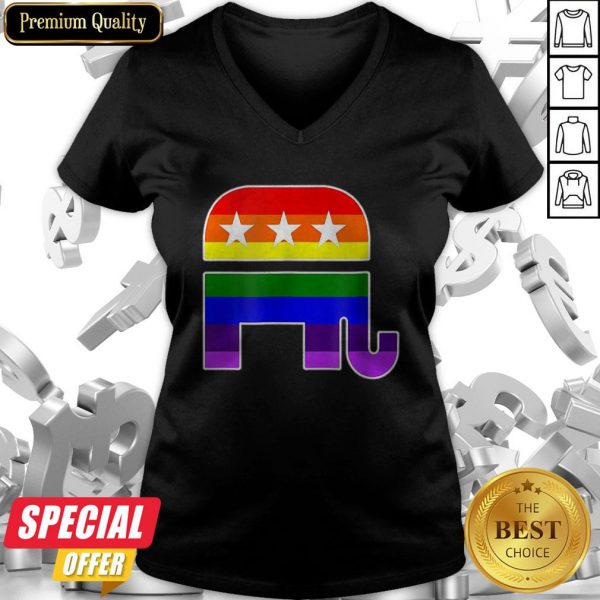 LGBT Republican Elephant Pride Flag Conservative V-neck
