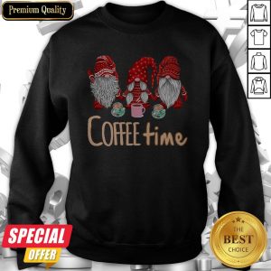 Nice Three Gnomes Red Coffee Time Sweatshirt