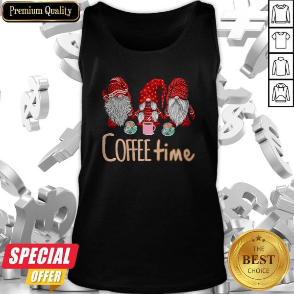 Nice Three Gnomes Red Coffee Time Tank Top