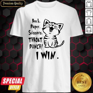 Official Cat Rock Paper Scissors Throat Punch I Win Shirt