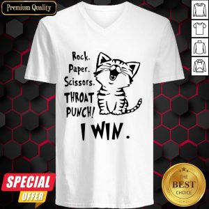 Official Cat Rock Paper Scissors Throat Punch I Win V-neck