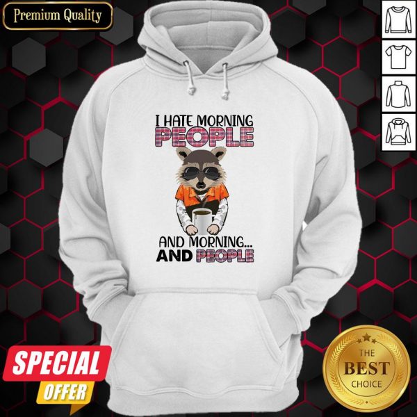 Racoon I Hate Morning People And Morning And People Vintage Retro Hoodie
