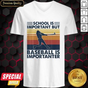 School Is Important But Baseball Is Importanter Vintage V-neck