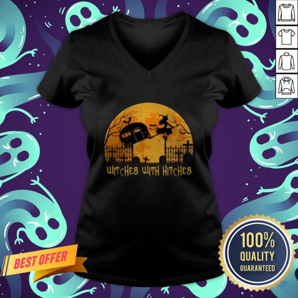 Witches With Hitches Halloween Camping Gift V-neck