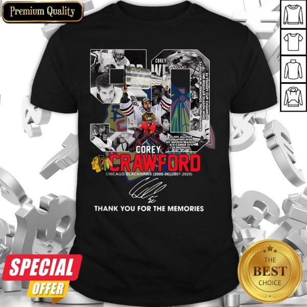 50 Corey Crawford Chicago Blackhawks 2005 06 2007 2020 Thank You For The Memories Signature Shirt
