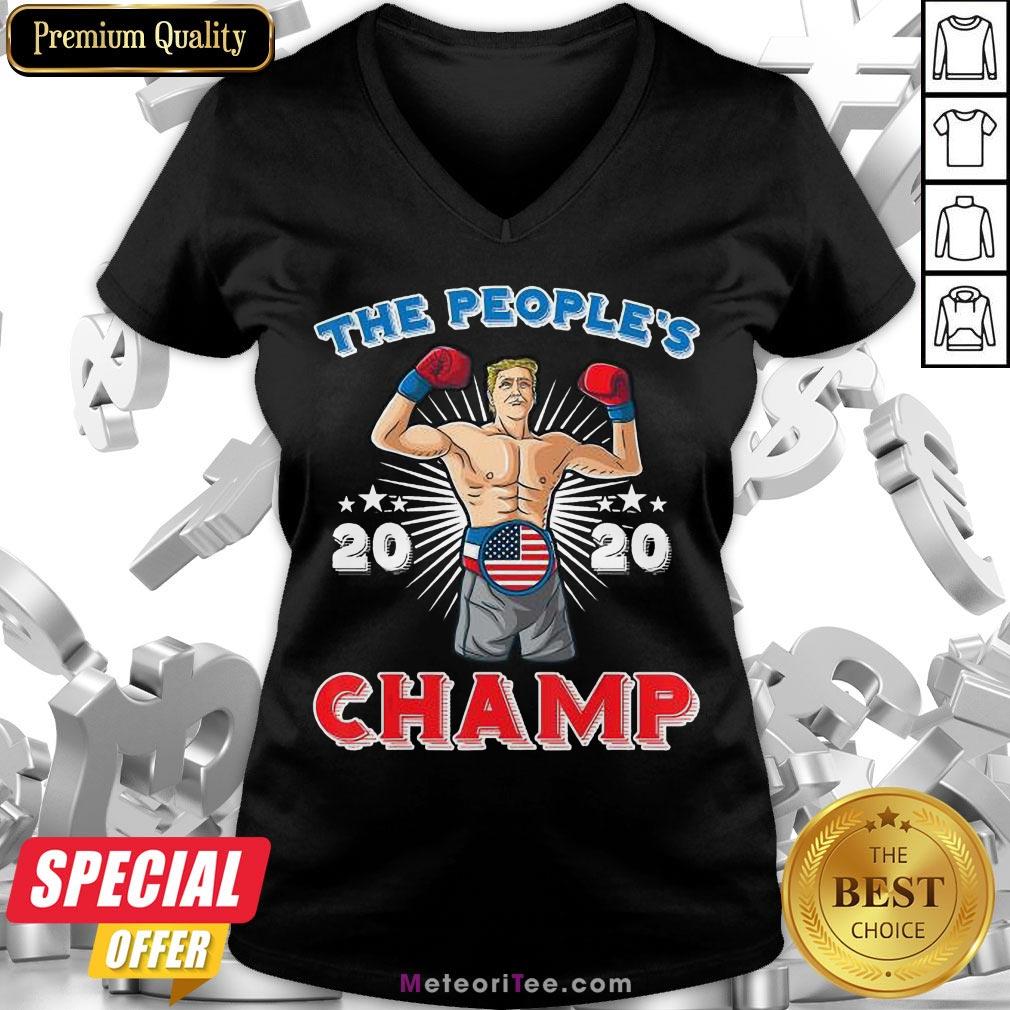 Cool The People’s Champ Boxer 45 President Trump Winning Election V-neck- Design by Meteoritee.com
