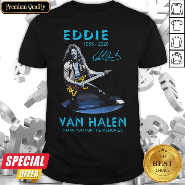Eddie Van Halen Rock And Roll 1955-2020 Thank You For The Memories Signature Blue Shirt