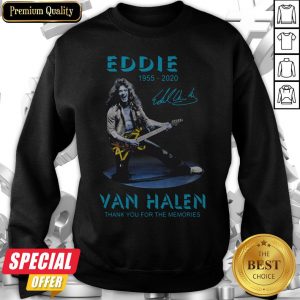 Eddie Van Halen Rock And Roll 1955-2020 Thank You For The Memories Signature Blue Sweatshirt