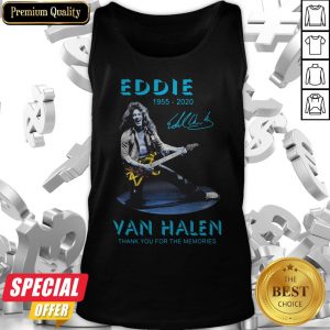 Eddie Van Halen Rock And Roll 1955-2020 Thank You For The Memories Signature Blue Tank Top