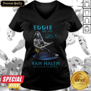 Eddie Van Halen Rock And Roll 1955-2020 Thank You For The Memories Signature Blue V-neck