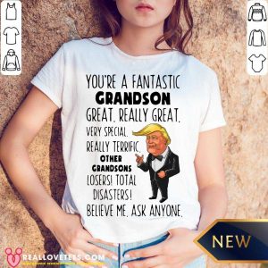 Funny Donald Trump You’re A Fantastic Grandson Great Really Great V-neck- Design by Meteoritee.com