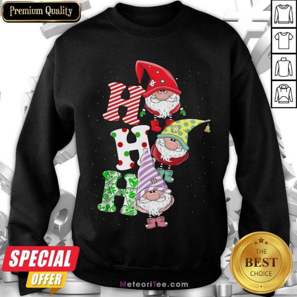 Funny Gnomes Ho Ho Ho Merry Christmas Sweatshirt- Design by Meteoritee.com
