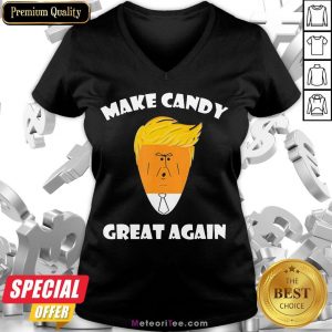 Funny President Trump 2020 Halloween Make Candy Corn Great Again V-neck- Design by Meteoritee.com