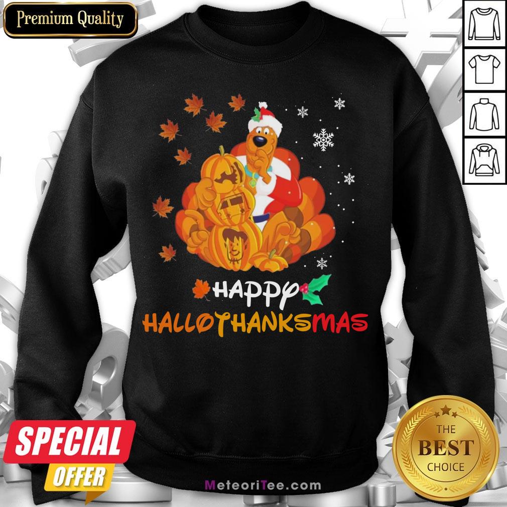 Funny Scooby-Doo Pumpkin Happy Hallothanksmas Halloween Thanksgiving Christmas Sweatshirt- Design by Meteoritee.com