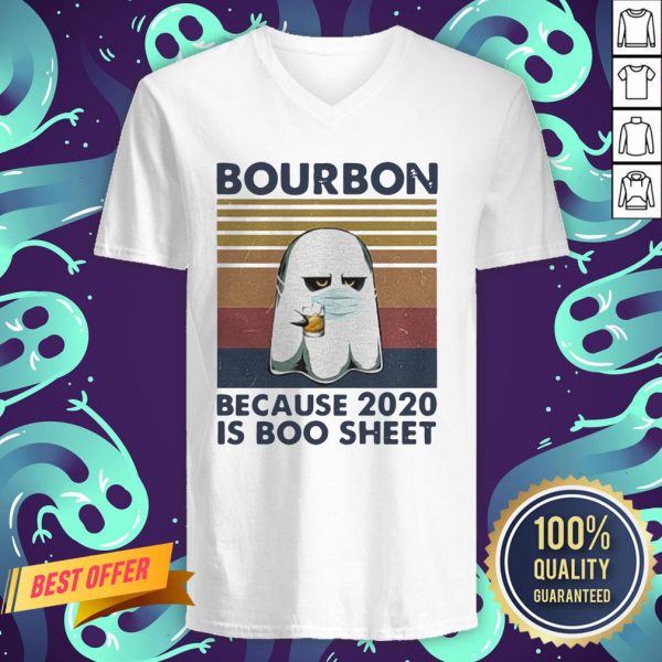Ghost Mask Bourbon Because 2020 Is Boo Sheet Vintage Retro V-neck