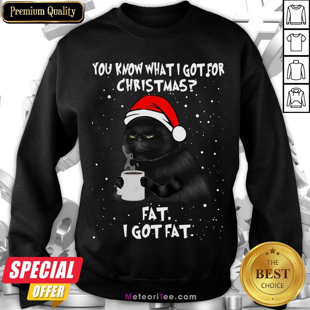 Good Black Cat You Know What I Got For Christmas Fat I Got Fat Sweatshirt- Design by Meteoritee.com