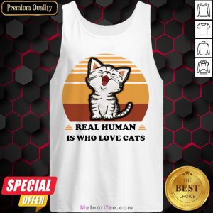 Good Real Human Is Who Love Cats Vintage Tank Top- Design by Meteoritee.com